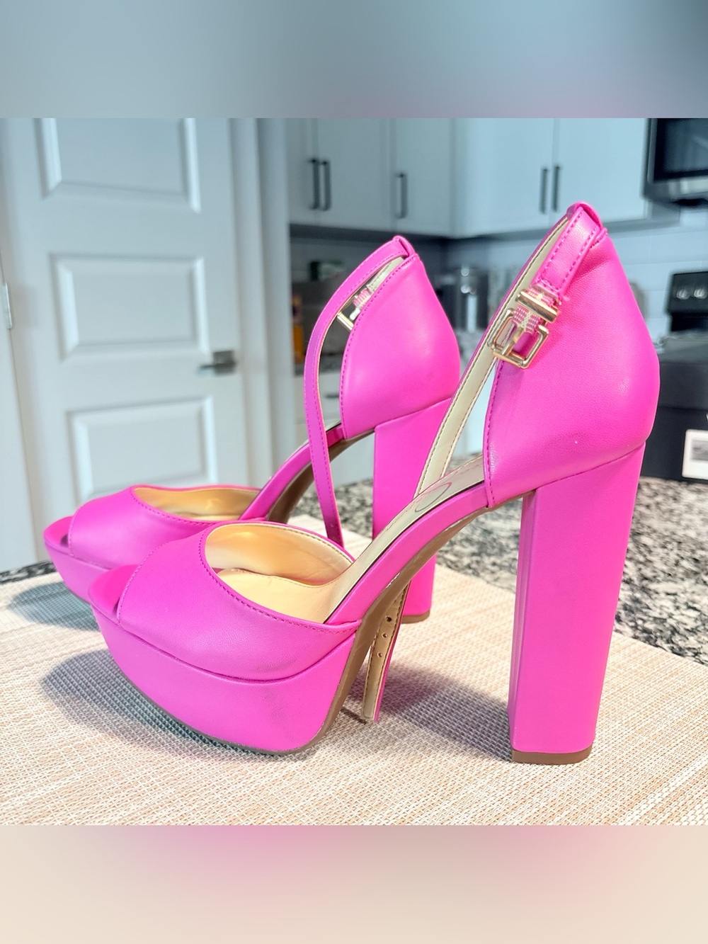 Jessica Simpson Hot Pink Platform Block Heel Sandals